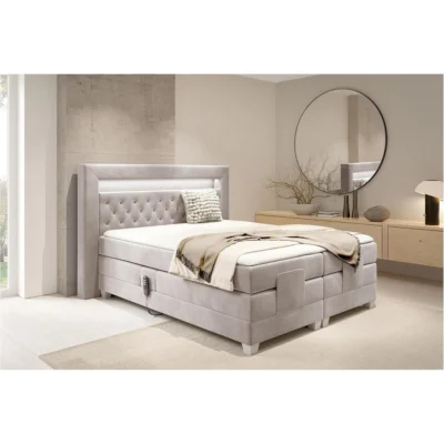Meblini Boxspringbett SANTORE in Beige, Liegefläche 120x200 cm – Taschenfederkern